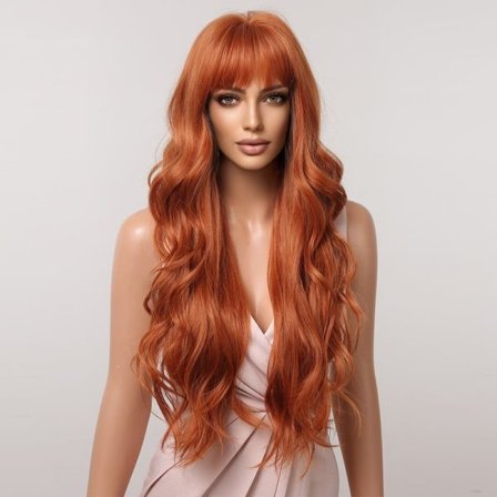 TG Menneskehår Parykker for Kvinner Rett Parykk med Lugg Virgin Remy Hair 150% Tetthet