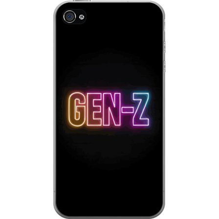 Yhteensopiva Puhelinkuori Apple Apple iPhone 4 Neontext Gen Z värikkäässä valossa tummaa taustaa vasten modernissa digitaalisessa tyyliissä