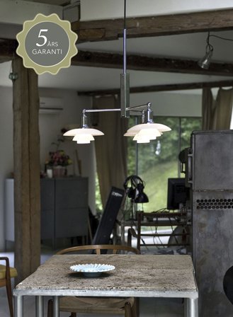 PH 2/1 stammekrone taklampe - krom/opal