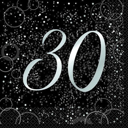 Unique Party Glitz 30-årsdagsservetter (16-pack)