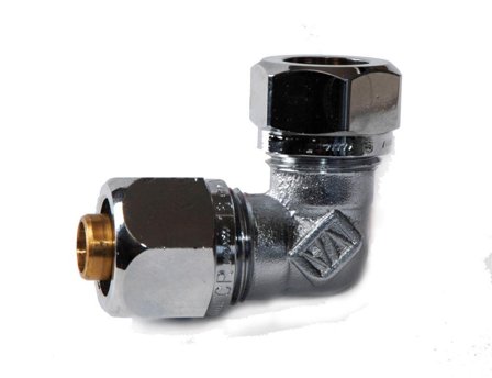 Gustavsberg FG044060520 Vinkel forkrommet, plast til kobber, Installasjon