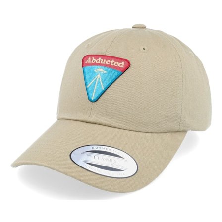 Abducted - Beige unconstructed Cap - UFO Logo Khaki Dad Cap @ Hatstore