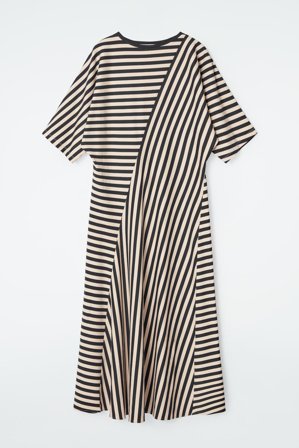 COS Women's Striped Jersey Midi Dress in Black