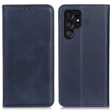 Flip Etui med Pung i Ekte Lær til Samsung Galaxy S24 Ultra -blue