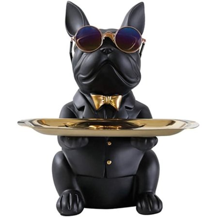 Bulldog Dekorativ Staty Förvaringsbricka Sparbössa Entré Nyckel Snackhållare Modern Konst Staty Hem Skrivbordsdekor