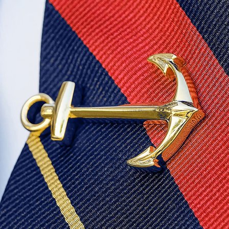 Pasador de corbata dorado con ancla para hombres - Pasadores de corbatas para corbatas estrechas