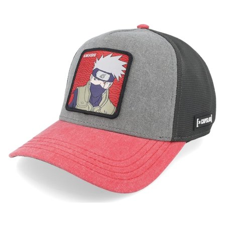 Capslab - Grå trucker Caps - Naruto Kakashi Grey/Red/Black A-frame Trucker @ Hatstore