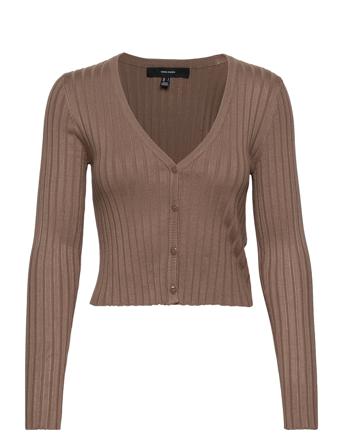 Vmavia Ls Short V-Neck Button Bloue Rep Strikkegenser Cardigan Brun Vero Moda