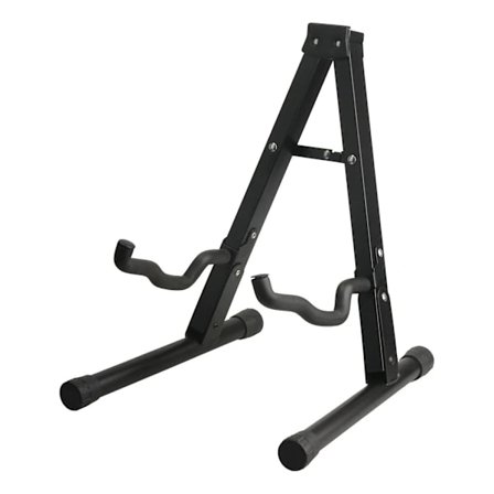Black Iron Guitar Stand - Unique Foldable Design, Sturdy A-Frame Display Rack for Bass