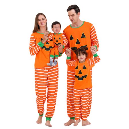 Halloween Langærmet Græskar Print Familie Matchende Pyjamas Sæt