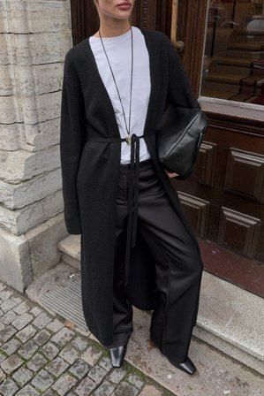 NA-KD Knitted Maxi Cardigan - Cardigans - Sort - L (EU 42-44)