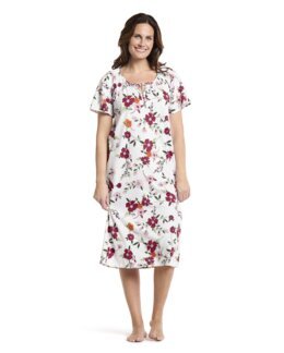 Nattkjole med knytebånd Rød - 48/50 - Åshild