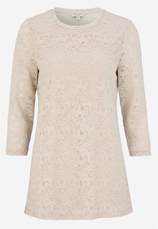 Cellbes of Sweden - Blondetunika med rund krage i beige for damer i størrelse 62/64