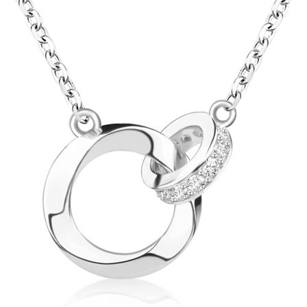 Damhalsband med 5a zirkoniumringhänge 18k guldkedja dam silverros