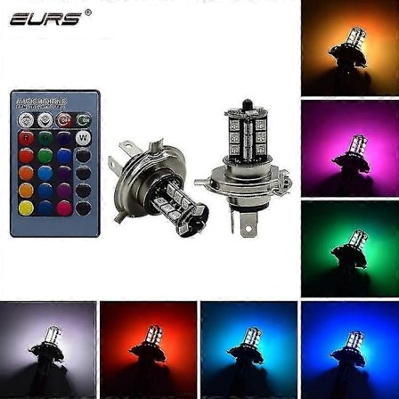 Eurs H4 H11 H7 Rgb Led Auto Motorsykkel Frontlykt 5050 Led 27 Smd Tåkelys H1 H3 21smd Ledlampe Med Fjernkontroll Bil Styling_Kvalitetsgave H4