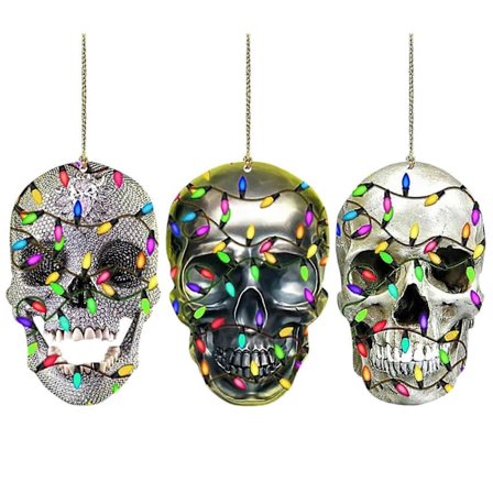 3 stk. 4+5+6 horror-kranie juledekoration bil bakspejl vedhæng håndværk