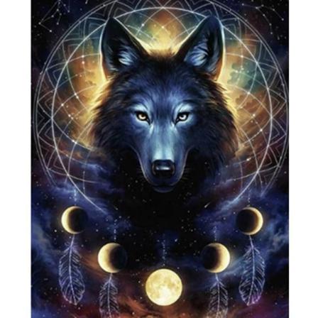 Full 5d Diy Diamond Painting Cross Stitch Black Wolf Brodery Mos Som På Bilden 1 45x60cm