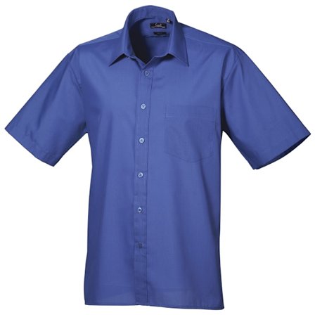 Premier Mens Short Sleeve Formal Poplin Plain Work Shirt 19 Roy