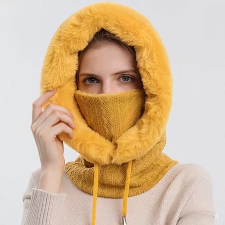 Vinterlue Utendørs Sykkel Hodeplagg Kuldebestandig Skilue Varm Bib Maske - Ingefær