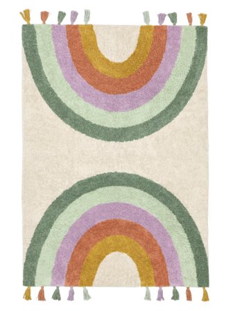 Rainbow Mirror Kids Rug Washable 100X160 Small Multicolor/White Cotton