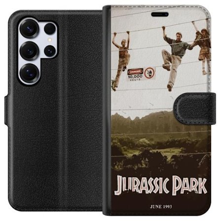 Kompatibelt Lommeboketui til Samsung Samsung Galaxy S25 Ultra Jurassic Park 1993 alternativ filmaffisje med ikonisk scene, elektrisk gjerde og retrost