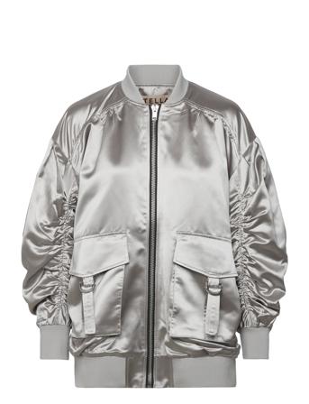 Heavy Shiny Bomber Jacket Silver Stella Nova