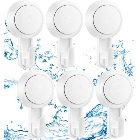 Set med 6 kraftfulla sugkoppskrokar 5 kg, plastvakuumkrok handdukshållare badrock krona klädsugkopp disktrasa, badrum kök fönsterredskap