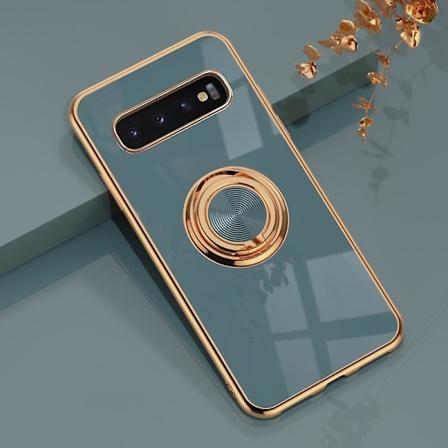 Presis utskåret TPU 6D elektroplettering kanter beskyttende deksel med magnetisk støtte for Samsung Galaxy S10