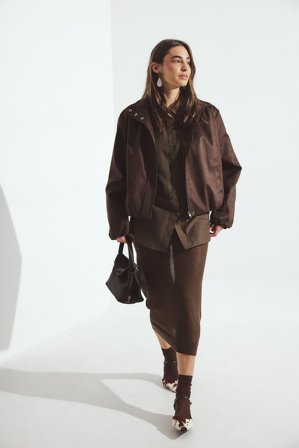 Handpicked x NA-KD - Tynn strikket skjørt i mesh - Strikkete kjoler - Brun - XL (EU 46)