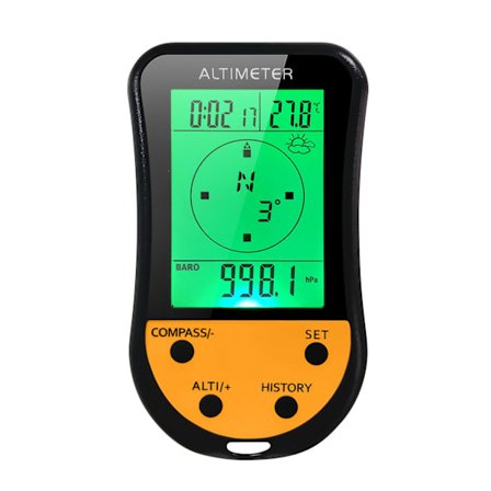 Elektronisk digitalt høydemåler 8 i 1 multifunksjon LCD-bakgrunnsbelysning mini høydemåler barometer kompass termometer værvarsel klokke kalender for 