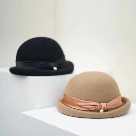 Melon bowlerhatt Rund melonhatt för vuxna 1 filthatt för kvinnor Vintage stil topp hatt melon bowlerhatt Presentatör för flickor a