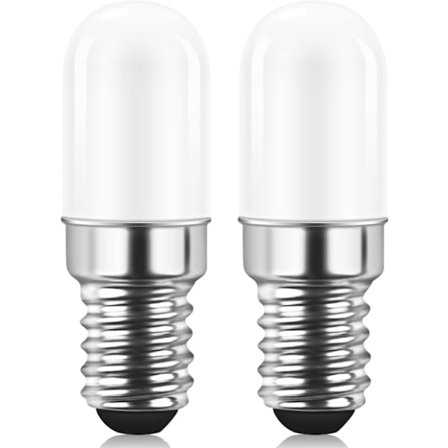 E14 LED-pære til køleskab, 2W svarende til 15W, varm hvid 3000K, pære til køleskab, saltlampe, symaskine, ikke-dæmpbar, 2-pak