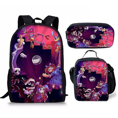 Den fantastiska digitala cirkusryggsäcken skolväska eller måltidsväska eller pennväska eller 3 st för barn