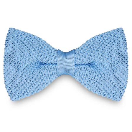 Jasnoniebieska dzianinowa muszka dla mężczyzn - Muszki gotowe do noszenia