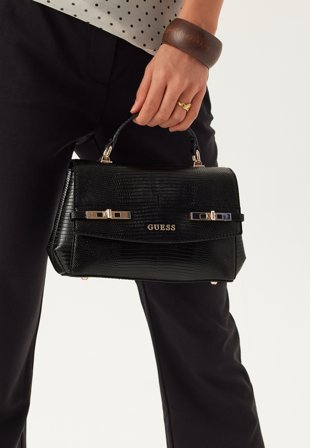 Guess - Melinda Top Handle Flap - Black - Kläder - - Bubbleroom