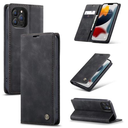 Iphone 13 Pro - Caseme Slim Läder Fodral Svart Black