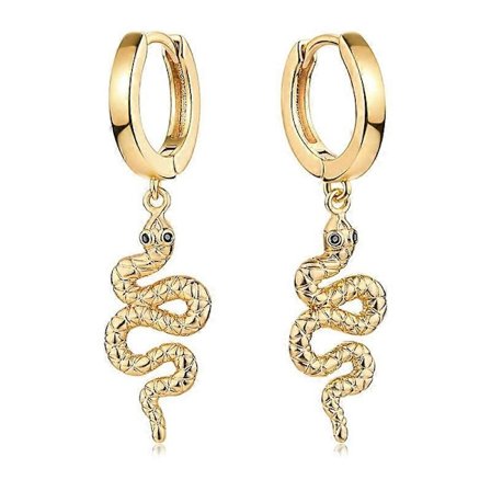 Guld Slange Øreringe til Kvinder 18K Guldbelagt Fin Slangeformet Charm Huggie Hoop Øreringe Små Tiny Vintage Minimalistiske Dinglende Lange Slange 