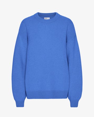 Oversized Merino Wool Crew - Pacific Blue M