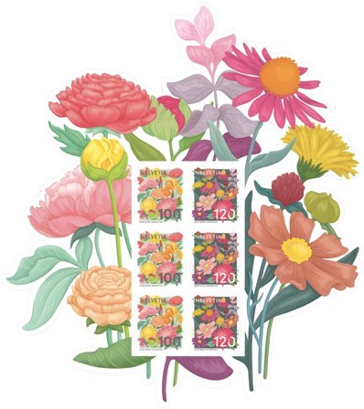 Schweiz - Blomster - Postfrisk miniark