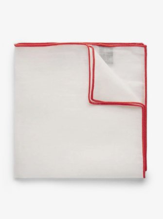 John Henric Men's Rot & Weißes Leinen Einstecktuch Size Onesize