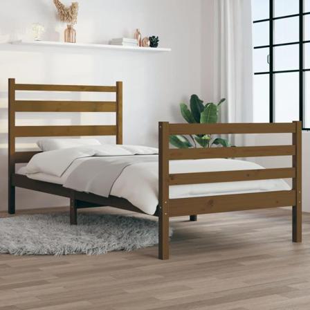 Vidaxl Sängram Massiv Furu 100x200 Cm Honungsbrun Brun