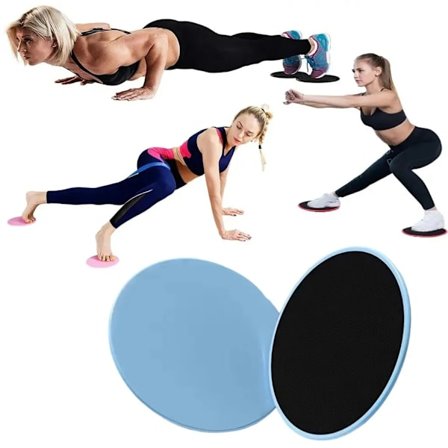 2x Dobbeltsidede Glidende Diske, Fitness Disk Slides til Fitnesscenter, Hjem, Yoga, Pilates, til Tæppe, Fliser, Laminat, Trægulv, Blå