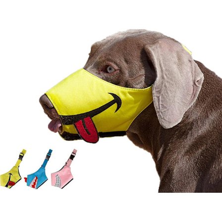 Hundemundkurv, Smiley Face Mundkurv Med Blødt Åndbart Luftnet Nylon, Anti Bidende Barkende Tygning, Justerbar Hundemunddækning (gul, XL)