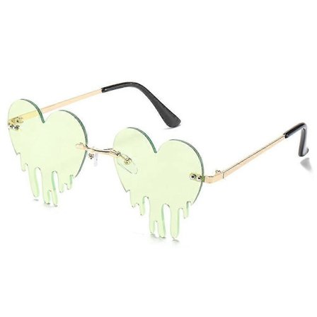 Mode Hjerte Solbriller Kvinder Mænd Sjove Fest Briller Grøn