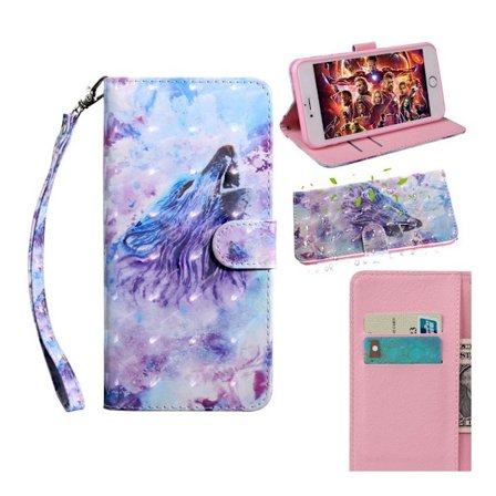 Samsung Galaxy S10 lysspot decorations læder flip etui - Hylende Ulv
