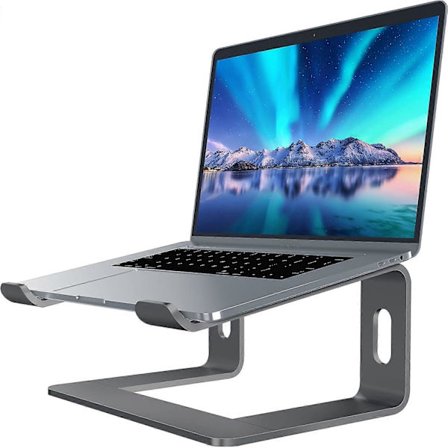 Laptopstativ i aluminium til skrivebord Kompatibelt med bærbar computer, bærbar holder Ergonomisk Elevator Metalstativ til 10 til 15,6'' -Yx Grå