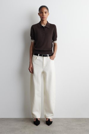 COS Women's Polo De Mezcla De Lana De Manga Corta in Marrón