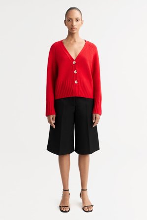 Soft Goat - V-neck Cardigan - Women cashmere sweater - M - Rouge