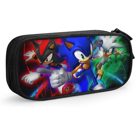 Bærbar Stilig Penal Shadow Sonic Fritid Glidelås Penn Markør Holder Veske Boks Sminkeveske Pennveske for Arbeid Gutter Damer-Svart SAOE005467