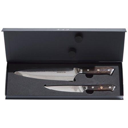 Hâws Wengé knivsett, kokkekniv 32 cm + universalkniv 24 cm' - 'Sølv & sort